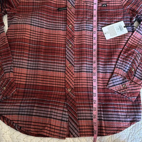 NWT Billabong Men’s Coastline Flannel Shirt Rose Dust Size S - Picture 10 of 13